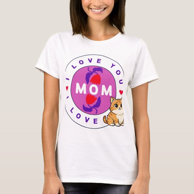 Katze und Mutter Design T-Shirt (Vorderseite)