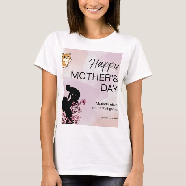 Katze und Muttertag Design T-Shirt (Vorderseite)