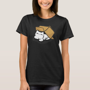 Katze und Pappe glückliche Katze in einem Kasten T-Shirt