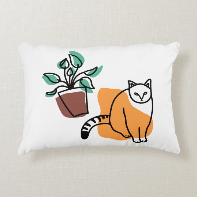 Katze und Pflanze Dekokissen (Vorderseite)