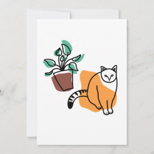 Katze und Pflanze Einladung