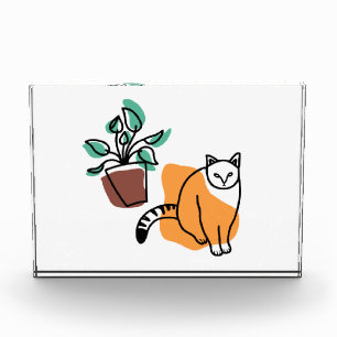 Katze und Pflanze Fotoblock