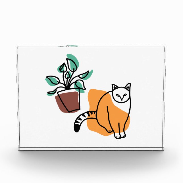 Katze und Pflanze Fotoblock (Vorderseite)