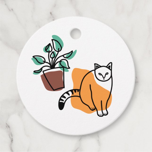 Katze und Pflanze Geschenkanhänger (Vorderseite)