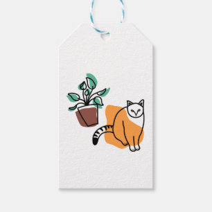 Katze und Pflanze Geschenkanhänger