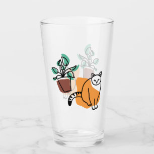 Katze und Pflanze Glas