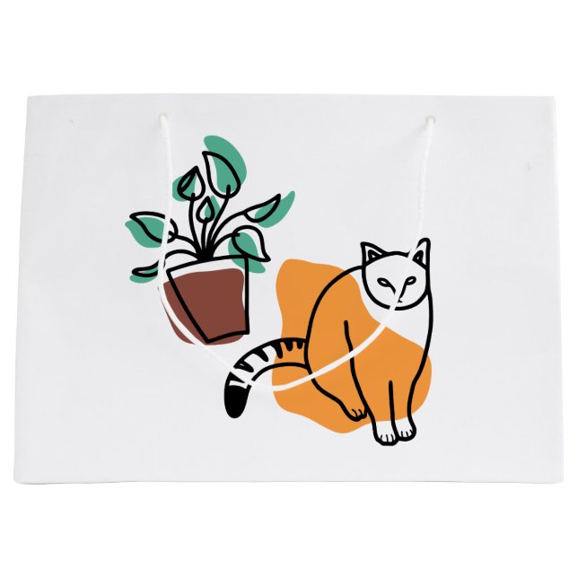 Katze und Pflanze Große Geschenktüte (Vorderseite)