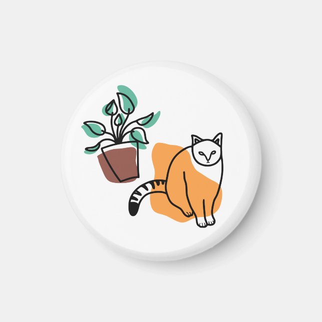 Katze und Pflanze Magnet (Vorne)