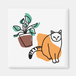 Katze und Pflanze Magnet