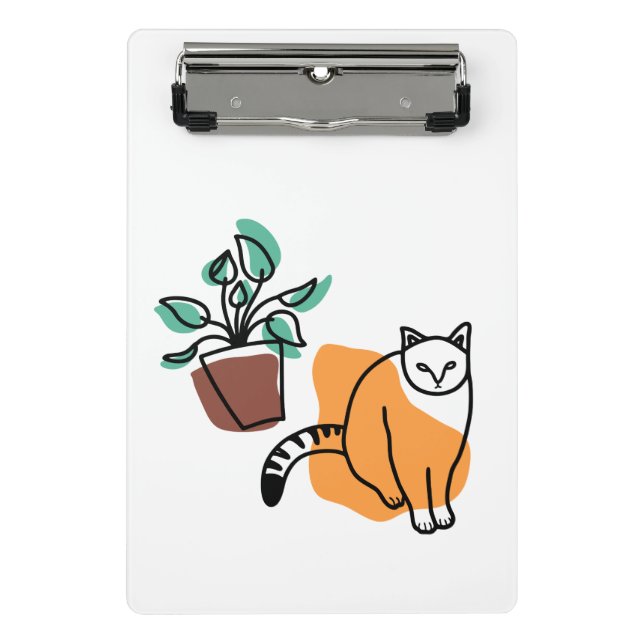 Katze und Pflanze Mini Klemmbrett (Vorderseite)