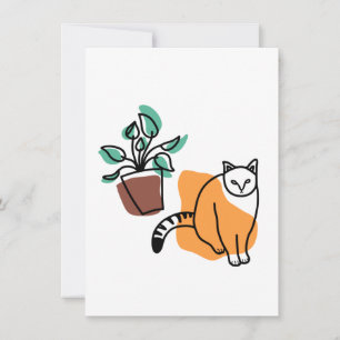 Katze und Pflanze Mitteilungskarte