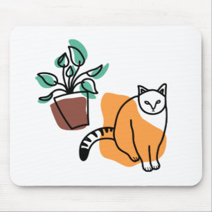 Katze und Pflanze Mousepad
