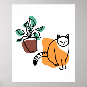 Katze und Pflanze Poster