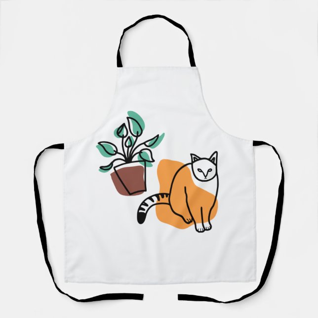 Katze und Pflanze Schürze (Vorderseite)