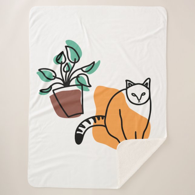 Katze und Pflanze Sherpadecke (Vorderseite)