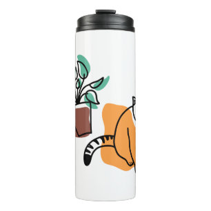 Katze und Pflanze Thermosbecher