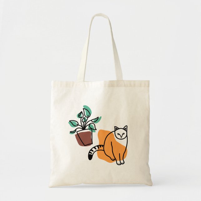 Katze und Pflanze Tragetasche (Vorne)