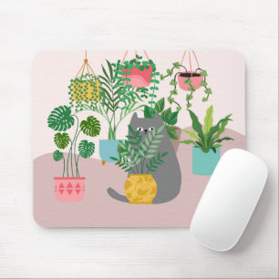 Katze und Pflanzen Mousepad