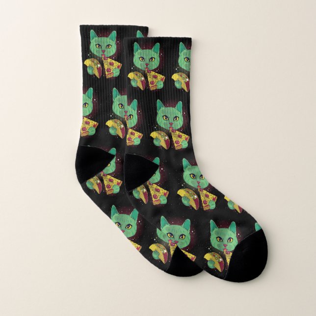 Katze und Pizza Socken (Paar)
