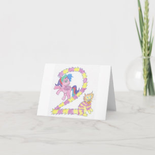 Katze und Pony-Karte für ein zweijähriges Kind Karte