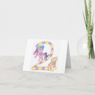 Katze und Pony-Karte für ein zweijähriges Kind Karte
