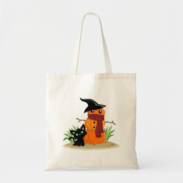 Katze und Pumpkinman Tote Bag Tragetasche (Vorne)