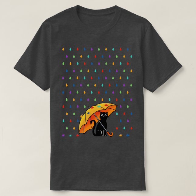 Katze und Regen T-Shirt (Design vorne)