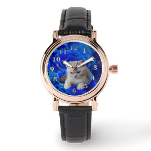 Katze und Rose Armbanduhr