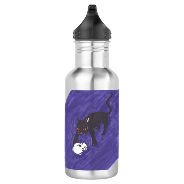Katze und Schädel Edelstahlflasche (Rechts)