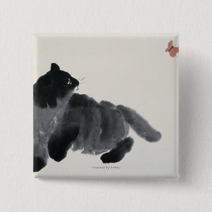 Katze und Schmetterling Button