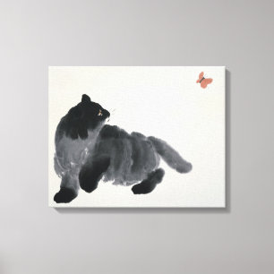 Katze und Schmetterling Leinwanddruck