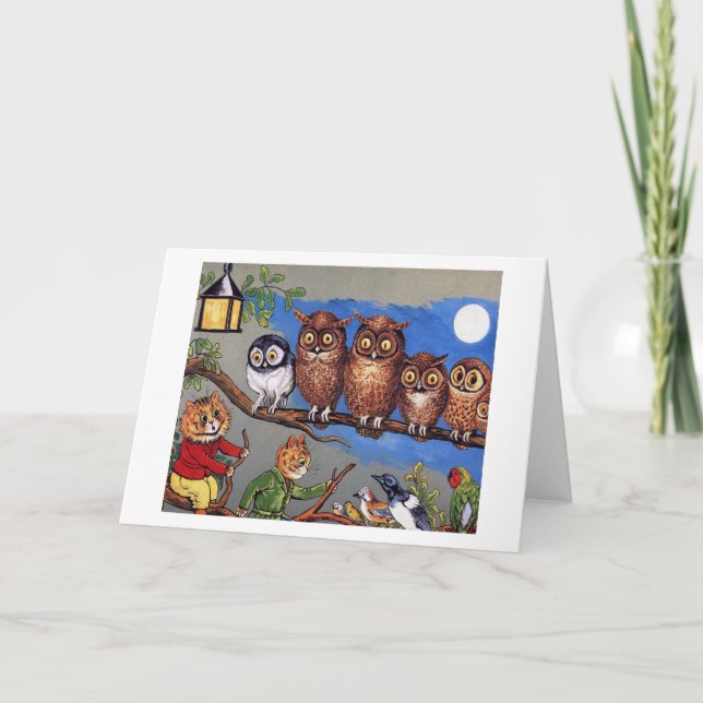 Katze und Schüssel, Louis Wain Karte (Vorderseite)