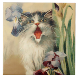 „Katze und Schwertlilien“ von Maurice Boulanger Fliese