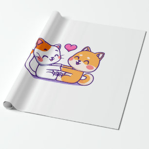 Katze und Shiba Inu Geschenkpapier