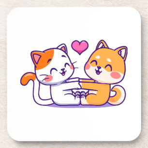 Katze und Shiba Inu Getränkeuntersetzer