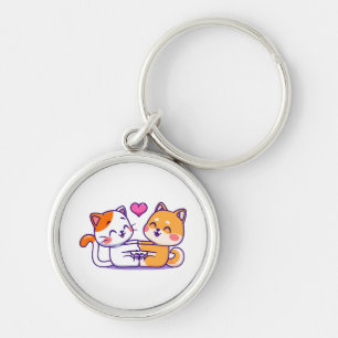 Katze und Shiba Inu Schlüsselanhänger