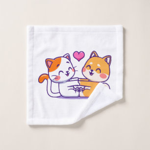 Katze und Shiba Inu Waschlappen