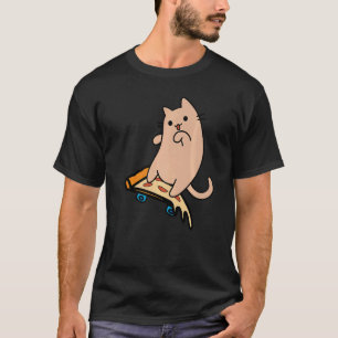 Katze und Skateboard Skateboarding Pizza Brett T-Shirt