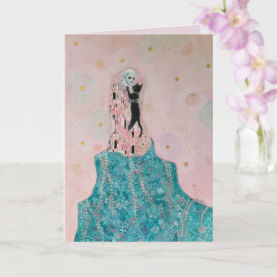 Katze und Skelett  Karte