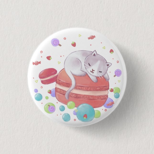 Katze und Süßigkeiten Button (Vorderseite)
