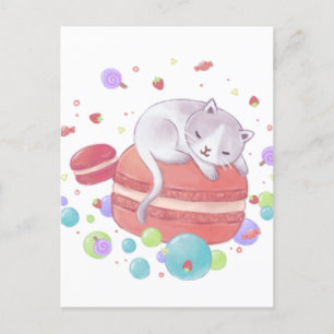 Katze und Süßigkeiten Postkarte