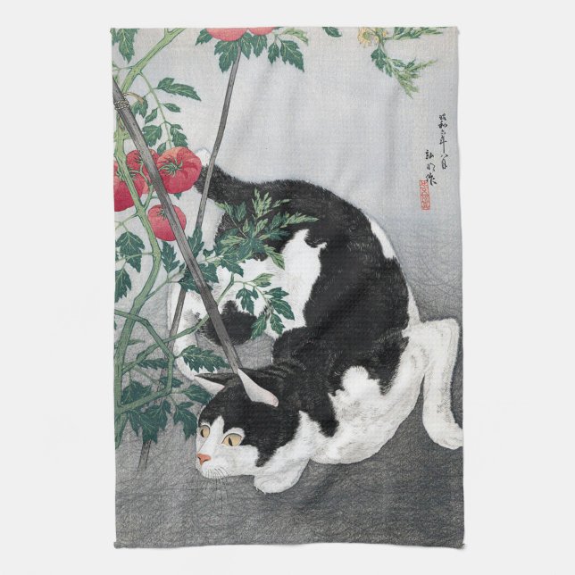 Katze und Tomate, Takahashi Shôtei Handtuch (Vertikal)