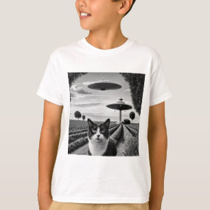 Katze und UFO T-Shirt