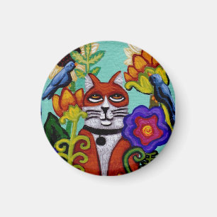 Katze und vier Vogel-Magnet Magnet