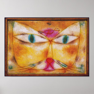 Katze und Vogel - abstrakter Kunst-Plakat-Druck Poster