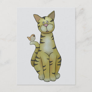 Katze und Vogel Postkarte