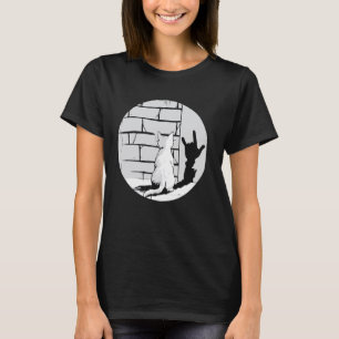 Katze und Wand Design Weiße Katze mit Schatten Han T-Shirt