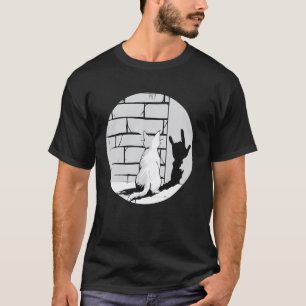 Katze und Wanddesign Weiße Katze mit Schattenhandz T-Shirt