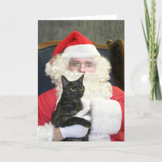 Katze und Weihnachtsmann Feiertagskarte