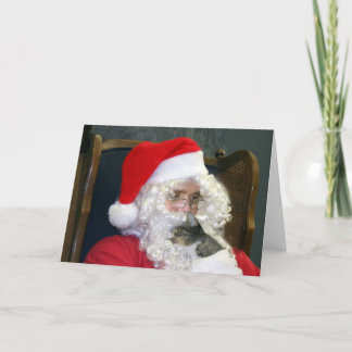 Katze und Weihnachtsmann Feiertagskarte